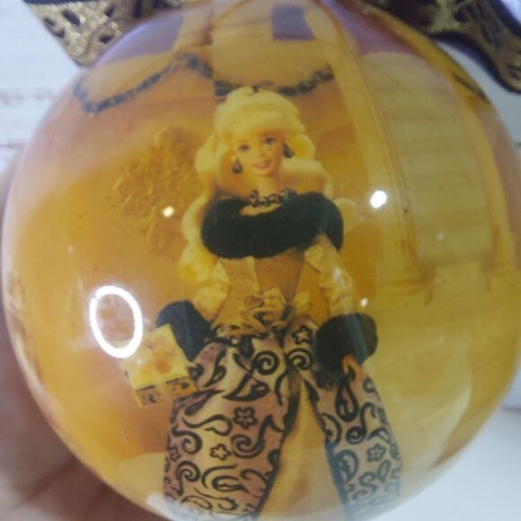 Set of 2-- 1997 Barbie Christmas Ornament 4" inches Round - Picture 6 of 8